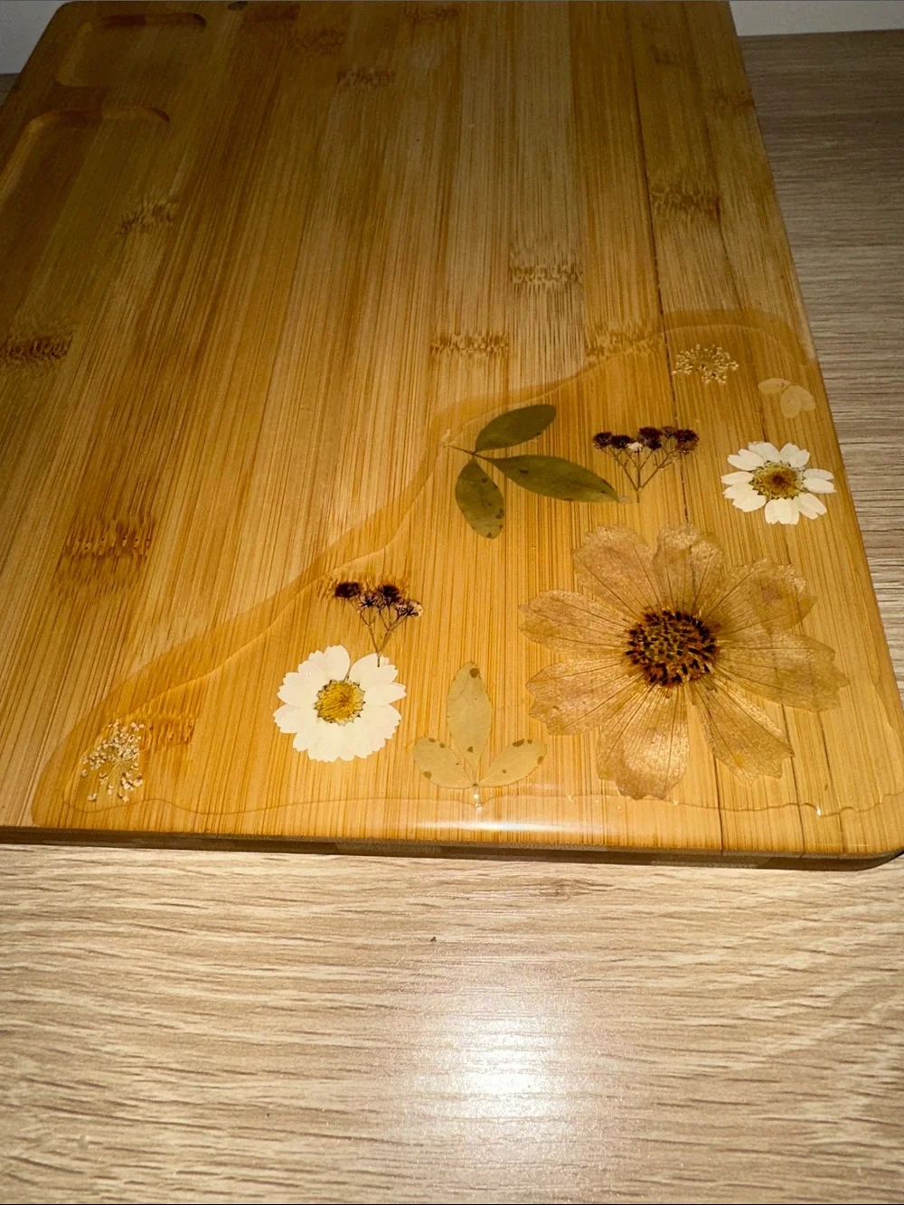Cositas Contreras Handcrafted Floral Bamboo Charcuterie Board & Cheese Knife Set